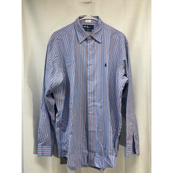 Ralph Lauren Men’s Long Sleeve Button Down Blue Red Size Large - Picture 2 of 6